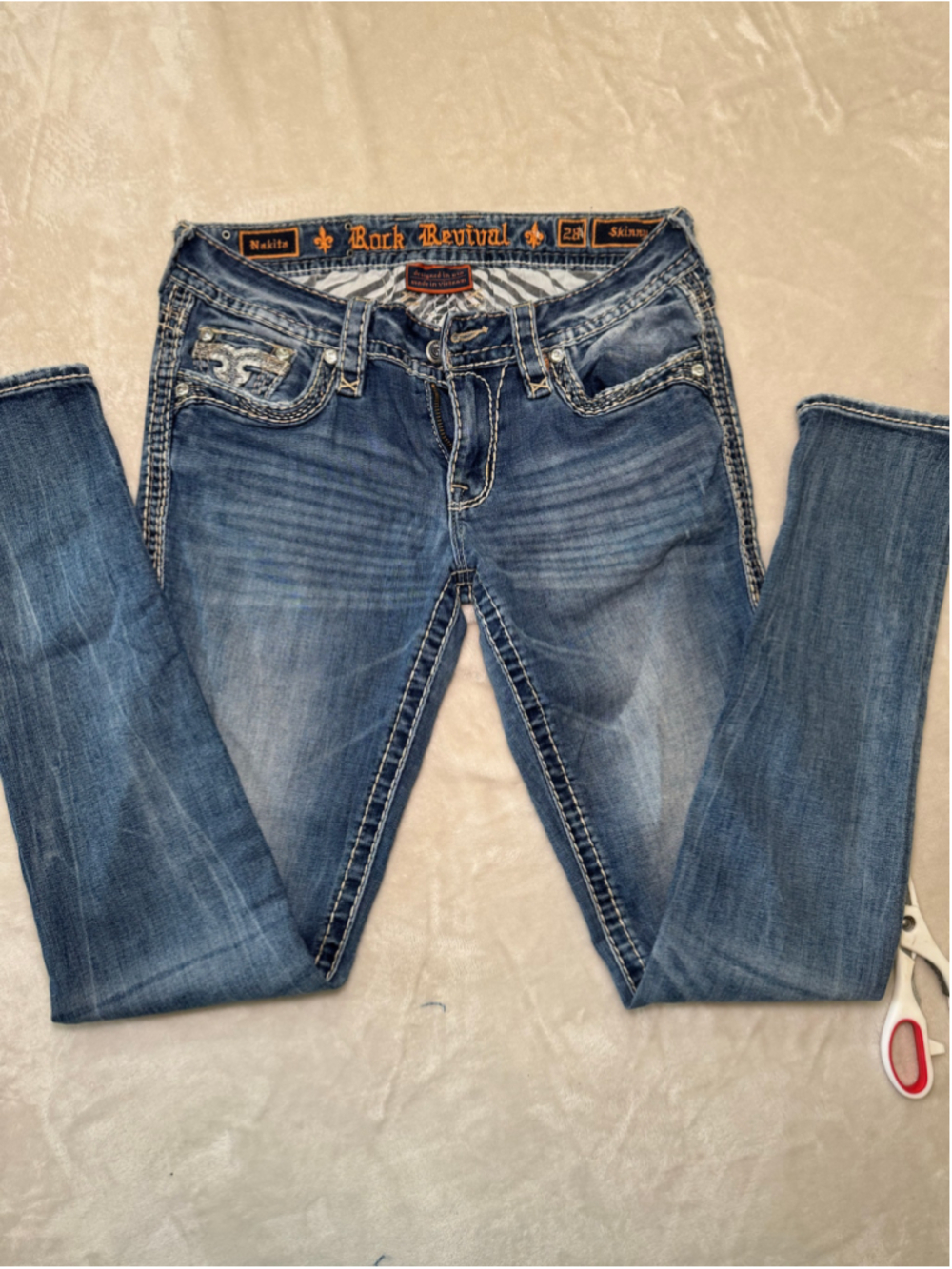 Women's Rock Revival Skinny Jeans Blue Size 28